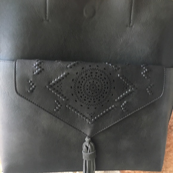 New! Anthropologie Tote and Clutch Combo in Black - Picture 3 of 6